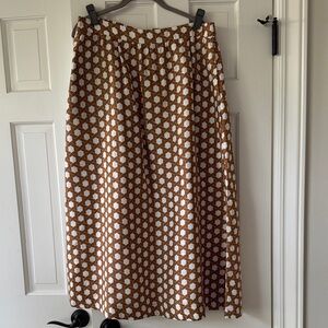 Boden A-Line Linen Skirt in Brown and White Pattern